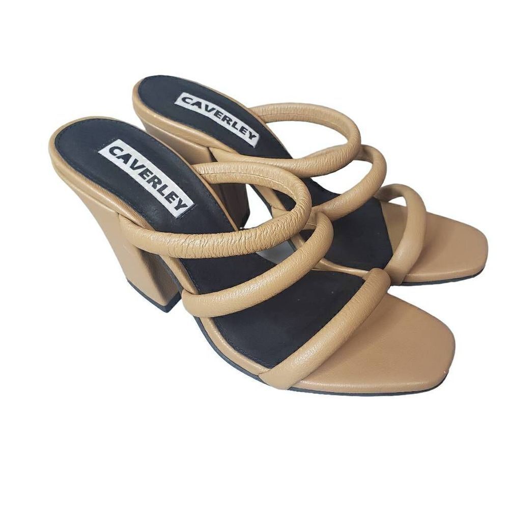 Caverley Tan Block Heels Size‎ 37 Minimalist Y2K Date Night Neutral Chic Classic